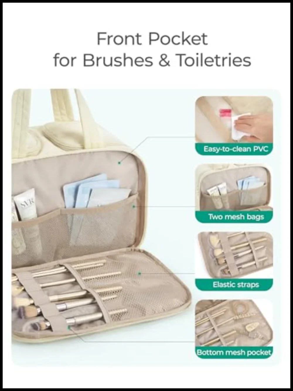 Puffy Travel Toiletry Bag with Handle, Lightweight Cosmetic Makeup Organizer,